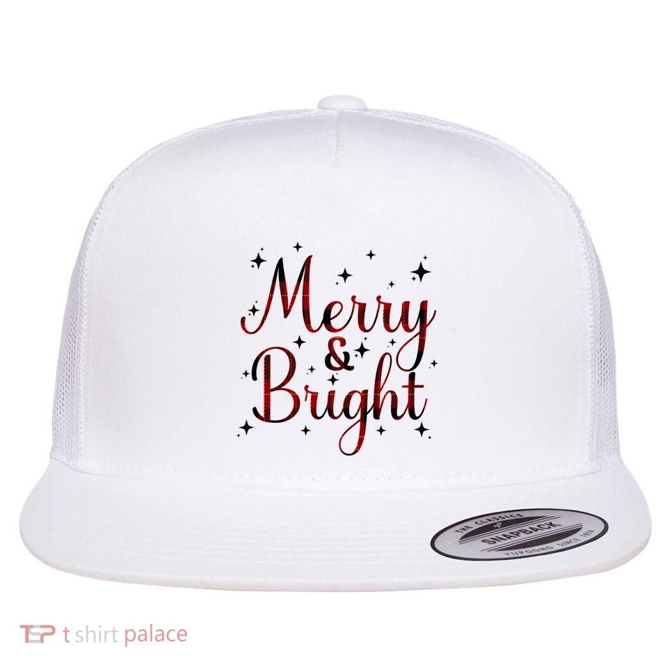 Plaid Merry And Bright Buffalo Matching Family Christmas Pjs Long Sleeve Flatbill Hat