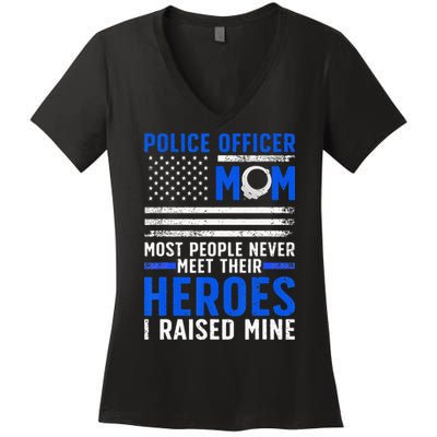 Police Mom Art For Cop Mother Women Police Officer Lovers Women's V-Neck T-Shirt