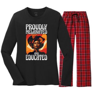 Proudly Melanated And Educated African American Women's Long Sleeve Flannel Pajama Set 