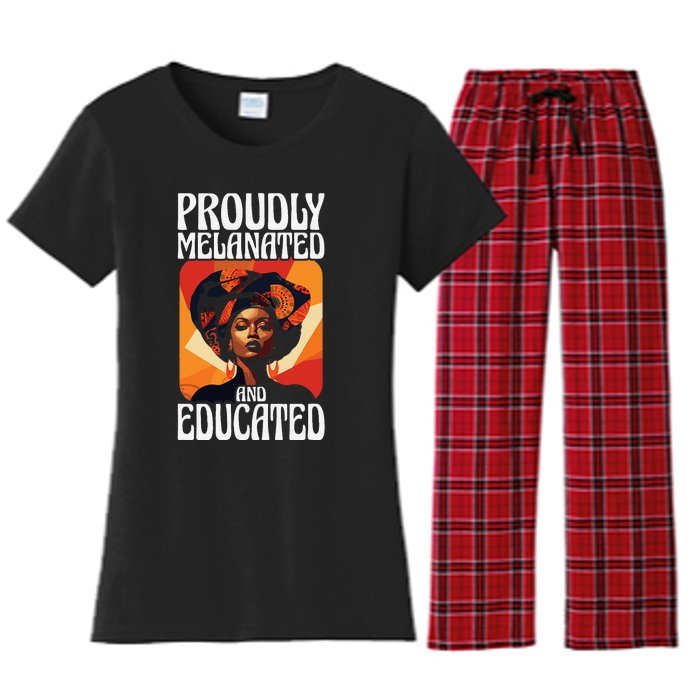 Proudly Melanated And Educated African American Women's Flannel Pajama Set