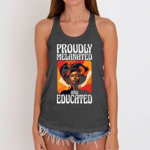 Proudly Melanated And Educated African American Women's Knotted Racerback Tank