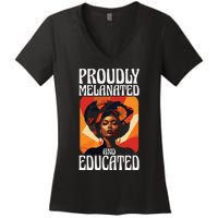 Proudly Melanated And Educated African American Women's V-Neck T-Shirt