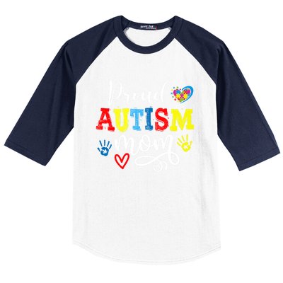 Proud Mom Autism Awareness Family Matchinggreat Giftmom Autistic Son Gift Baseball Sleeve Shirt