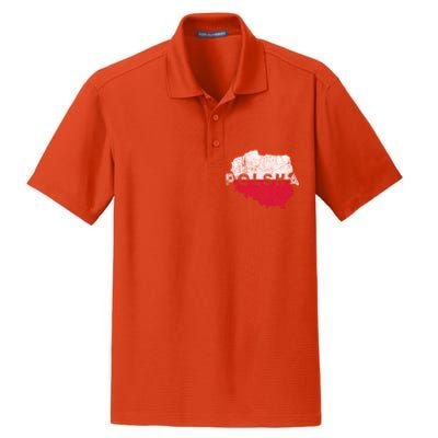 Polish Map And Flag Souvenir Distressed Poland Gift Dry Zone Grid Polo