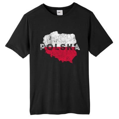 Polish Map And Flag Souvenir Distressed Poland Gift Tall Fusion ChromaSoft Performance T-Shirt