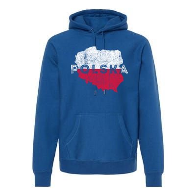 Polish Map And Flag Souvenir Distressed Poland Gift Premium Hoodie