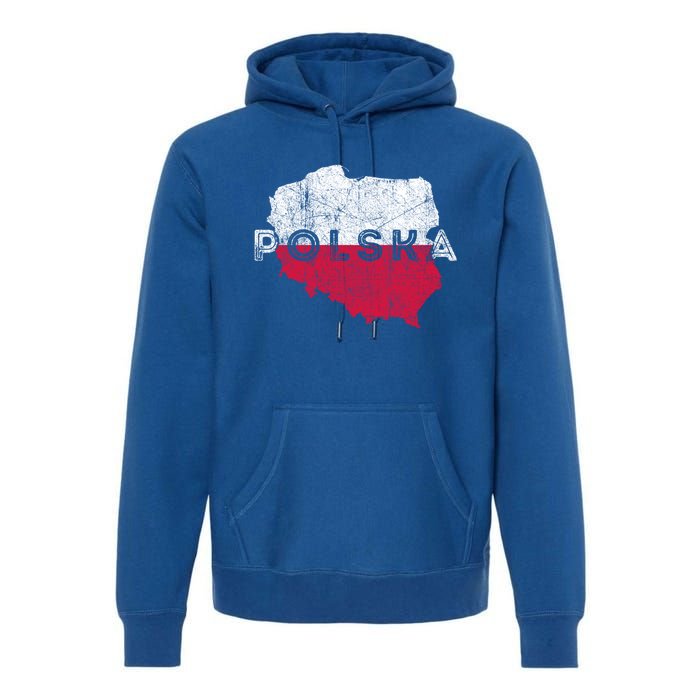 Polish Map And Flag Souvenir Distressed Poland Gift Premium Hoodie