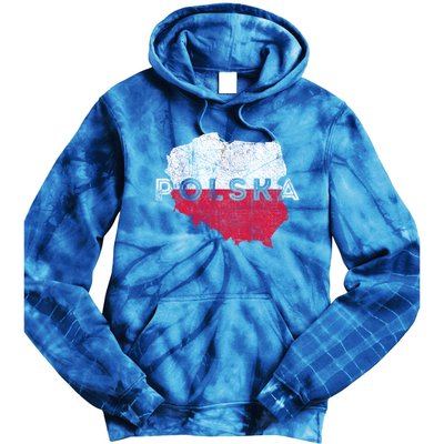 Polish Map And Flag Souvenir Distressed Poland Gift Tie Dye Hoodie