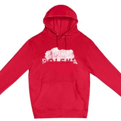 Polish Map And Flag Souvenir Distressed Poland Gift Premium Pullover Hoodie