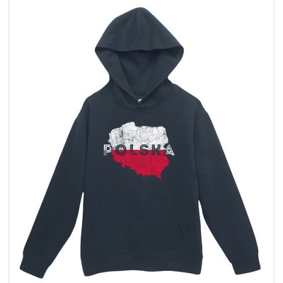 Polish Map And Flag Souvenir Distressed Poland Gift Urban Pullover Hoodie