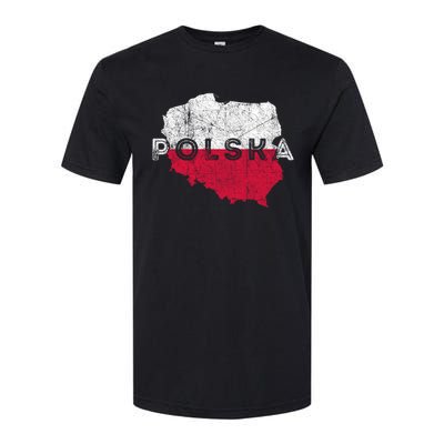 Polish Map And Flag Souvenir Distressed Poland Gift Softstyle CVC T-Shirt