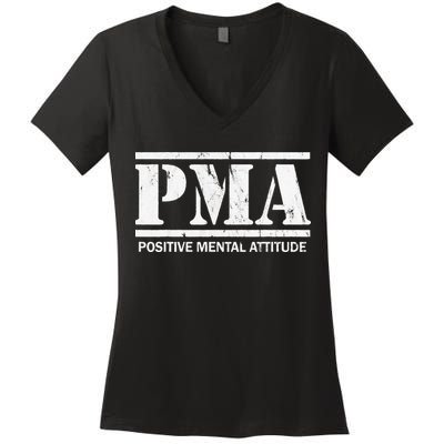 Positive Mental Attitude . PMA Women's V-Neck T-Shirt