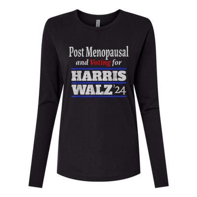 Post Menopausal And Voting For Harris Walz 24 Vintage Font Womens Cotton Relaxed Long Sleeve T-Shirt