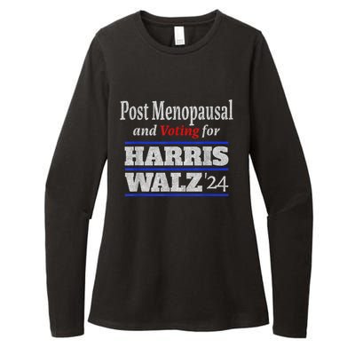 Post Menopausal And Voting For Harris Walz 24 Vintage Font Womens CVC Long Sleeve Shirt