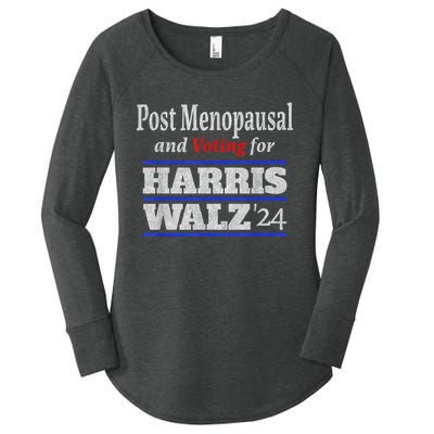 Post Menopausal And Voting For Harris Walz 24 Vintage Font Women's Perfect Tri Tunic Long Sleeve Shirt