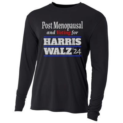 Post Menopausal And Voting For Harris Walz 24 Vintage Font Cooling Performance Long Sleeve Crew