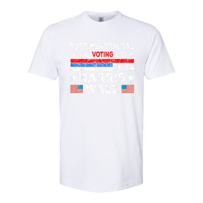 Post Menopausal And Voting For Harris Walz 24 Vintage Font Softstyle® CVC T-Shirt