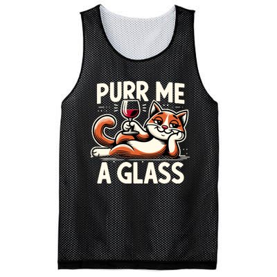 Purr Me A Glass Funny Cat Wine Glass Fun Unique Cat Mesh Reversible Basketball Jersey Tank