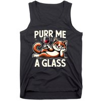 Purr Me A Glass Funny Cat Wine Glass Fun Unique Cat Tank Top