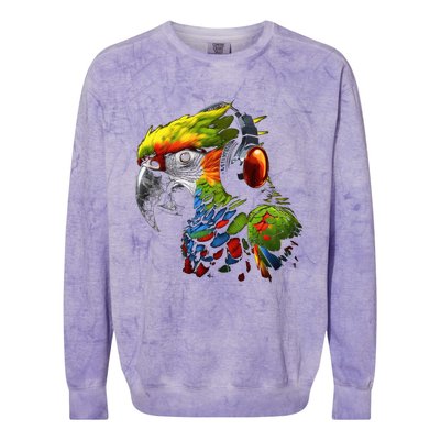 Parrot Music Art Headphones Musicians Animal Bird Parrot Colorblast Crewneck Sweatshirt