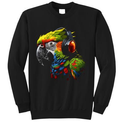 Parrot Music Art Headphones Musicians Animal Bird Parrot Sweatshirt