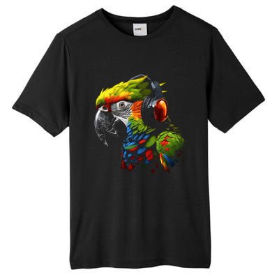 Parrot Music Art Headphones Musicians Animal Bird Parrot Tall Fusion ChromaSoft Performance T-Shirt