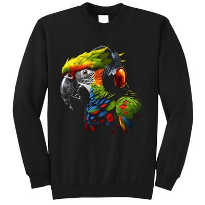 Parrot Music Art Headphones Musicians Animal Bird Parrot Tall Sweatshirt