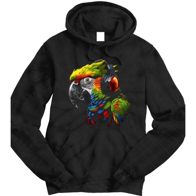 Parrot Music Art Headphones Musicians Animal Bird Parrot Tie Dye Hoodie