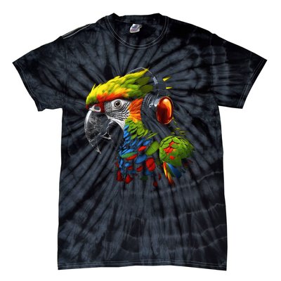 Parrot Music Art Headphones Musicians Animal Bird Parrot Tie-Dye T-Shirt