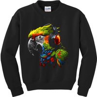 Parrot Music Art Headphones Musicians Animal Bird Parrot Kids Sweatshirt