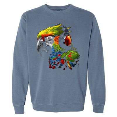 Parrot Music Art Headphones Musicians Animal Bird Parrot Garment-Dyed Sweatshirt