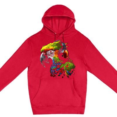 Parrot Music Art Headphones Musicians Animal Bird Parrot Premium Pullover Hoodie