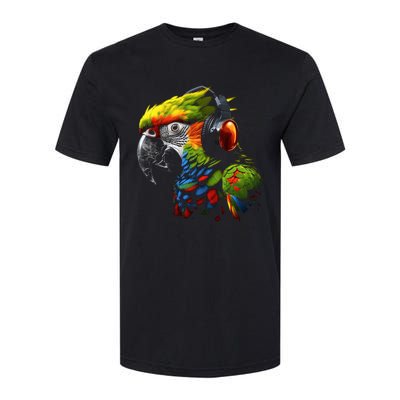 Parrot Music Art Headphones Musicians Animal Bird Parrot Softstyle CVC T-Shirt