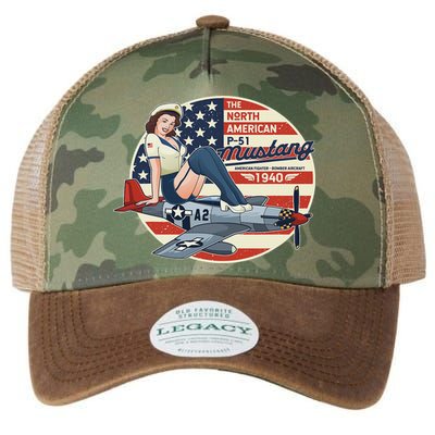 P51 Mustang Airplane S For Wwii Pinup Legacy Tie Dye Trucker Hat