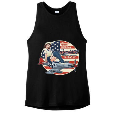 P51 Mustang Airplane S For Wwii Pinup Ladies PosiCharge Tri-Blend Wicking Tank