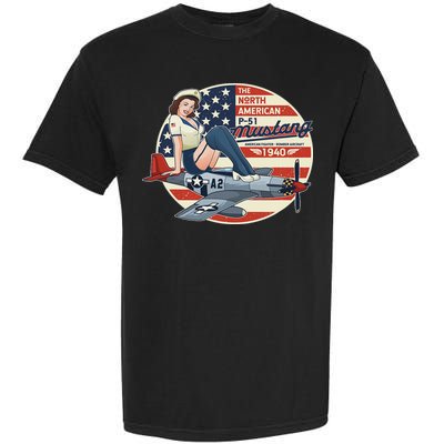 P51 Mustang Airplane S For Wwii Pinup Garment-Dyed Heavyweight T-Shirt