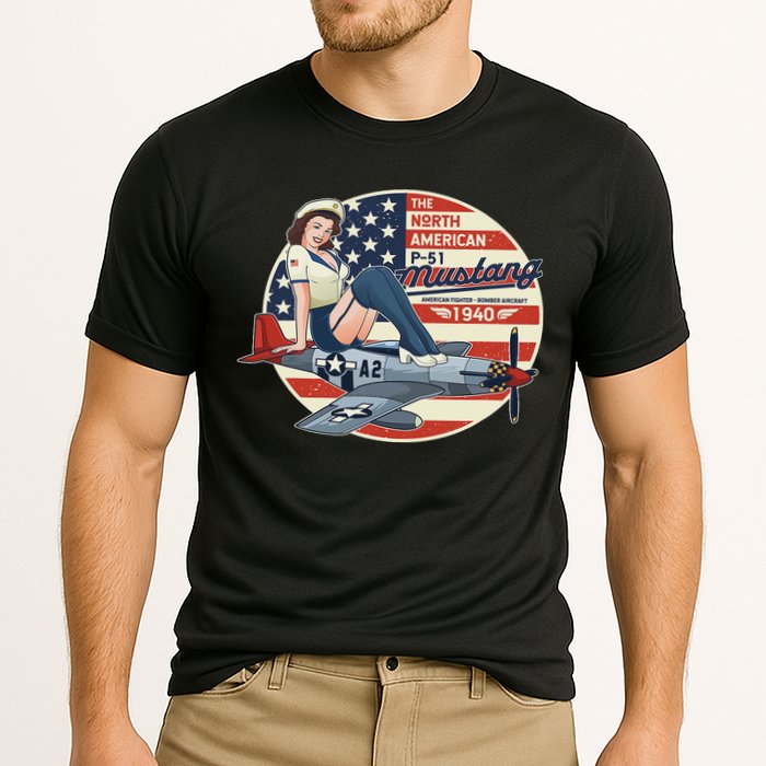 P51 Mustang Airplane S For Wwii Pinup Performance Shirt