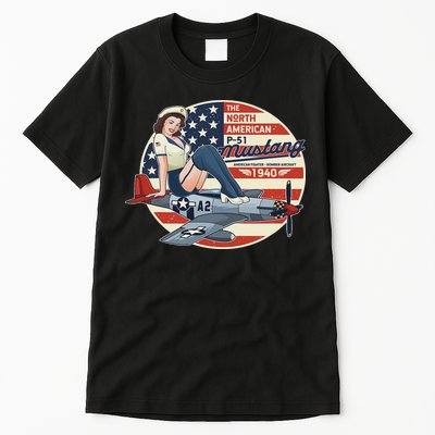 P51 Mustang Airplane S For Wwii Pinup Tall T-Shirt