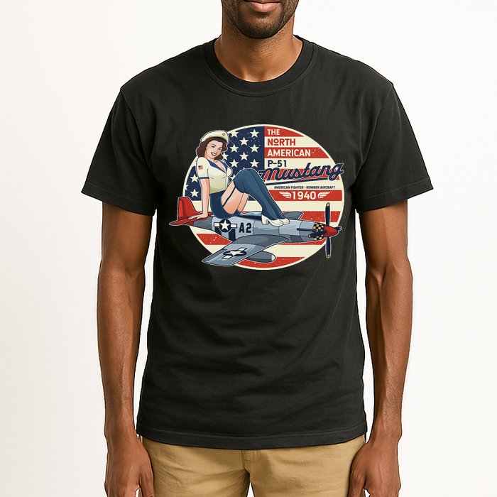 P51 Mustang Airplane S For Wwii Pinup Tall T-Shirt