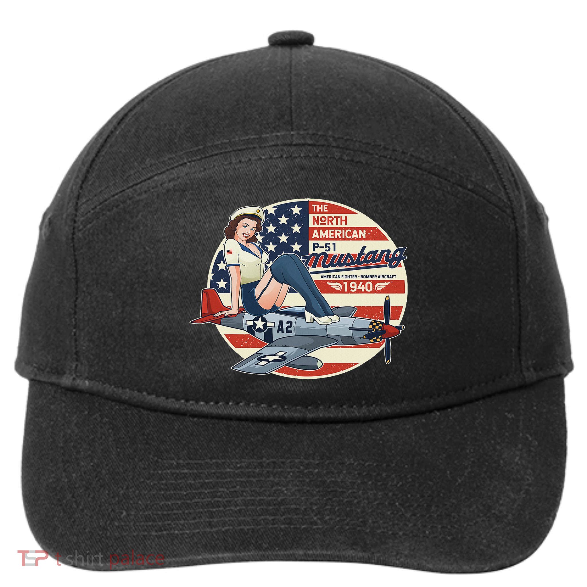 P51 Mustang Airplane S For Wwii Pinup 7-Panel Snapback Hat