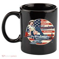 P51 Mustang Airplane S For Wwii Pinup 11oz C Handle Ceramic Mug