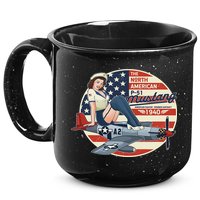 P51 Mustang Airplane S For Wwii Pinup 15oz Campfire Ceramic Mug