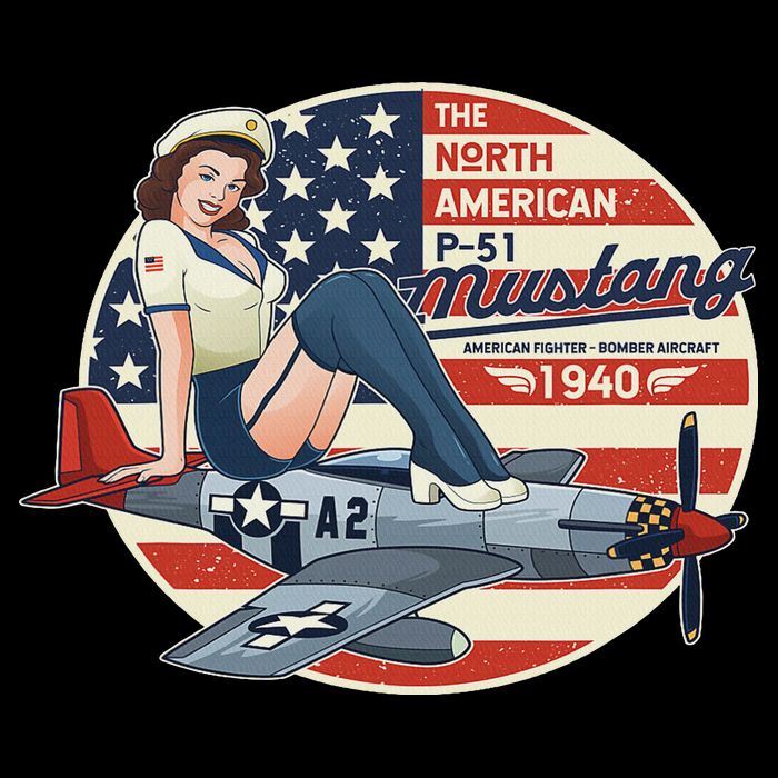 P51 Mustang Airplane S For Wwii Pinup Drawstring Bag