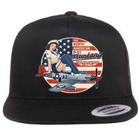 P51 Mustang Airplane S For Wwii Pinup Flat Bill Trucker Hat