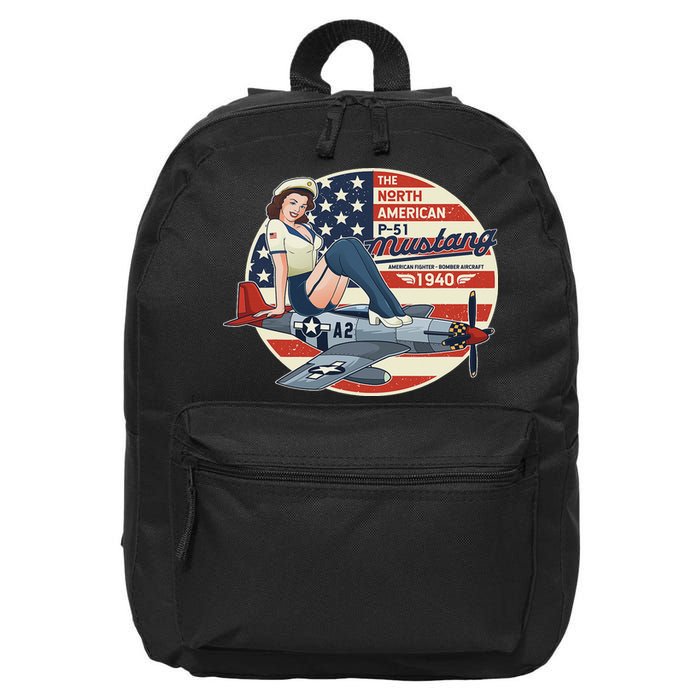 P51 Mustang Airplane S For Wwii Pinup 16 in Basic Backpack