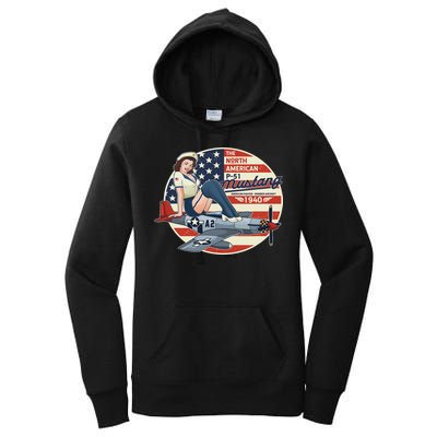 P51 Mustang Airplane S For Wwii Pinup Women's Pullover Hoodie