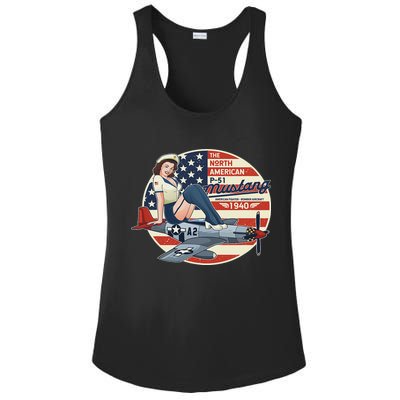 P51 Mustang Airplane S For Wwii Pinup Ladies PosiCharge Competitor Racerback Tank