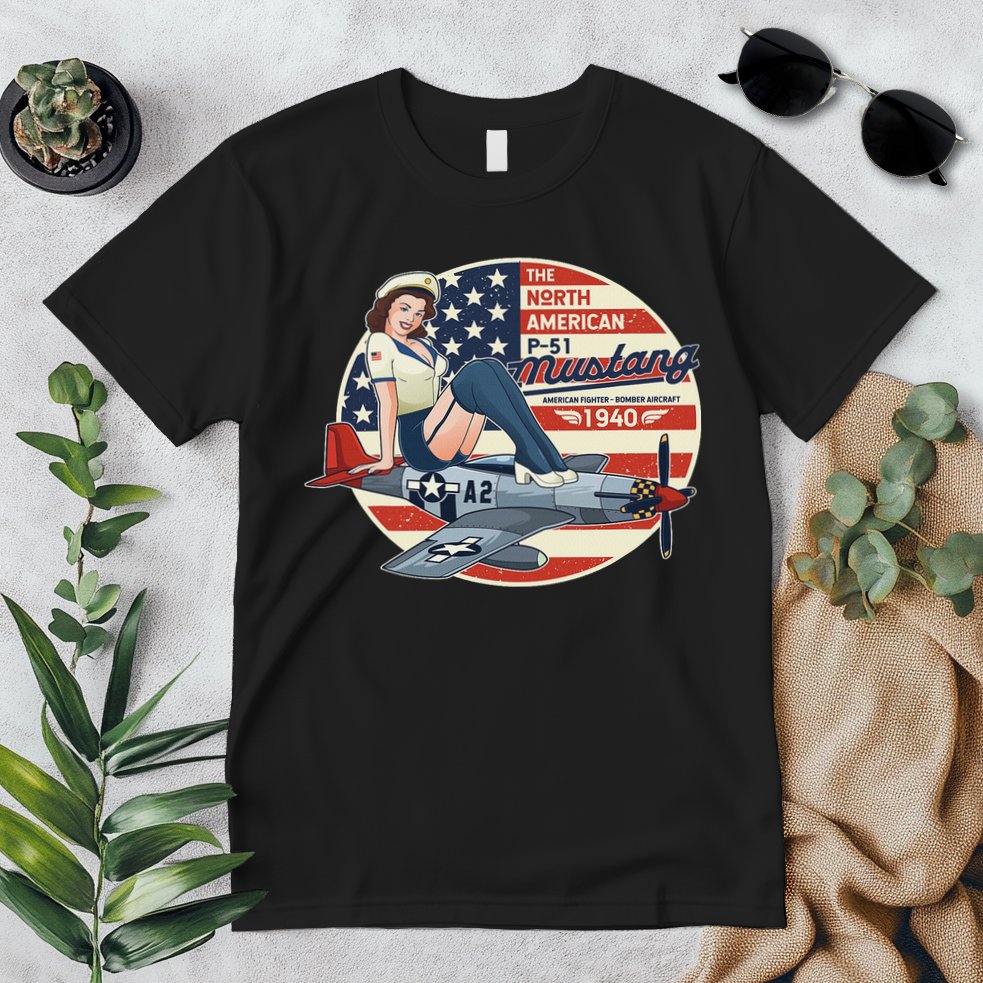 P51 Mustang Airplane S For Wwii Pinup Premium T-Shirt
