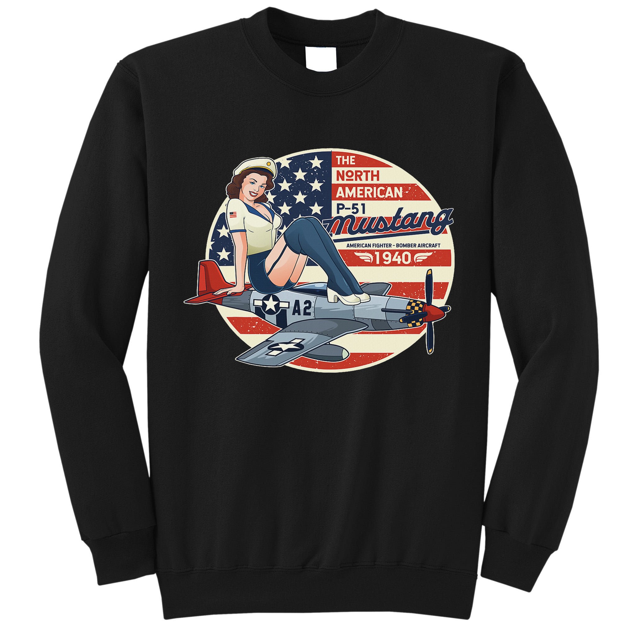 P51 Mustang Airplane S For Wwii Pinup Tall Sweatshirt
