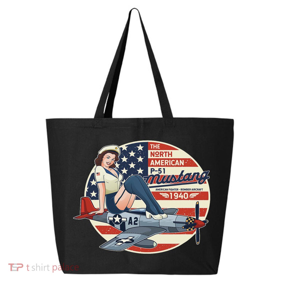 P51 Mustang Airplane S For Wwii Pinup 25L Jumbo Tote